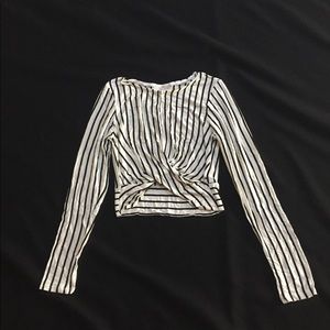 Stretchy stripey twist crop top